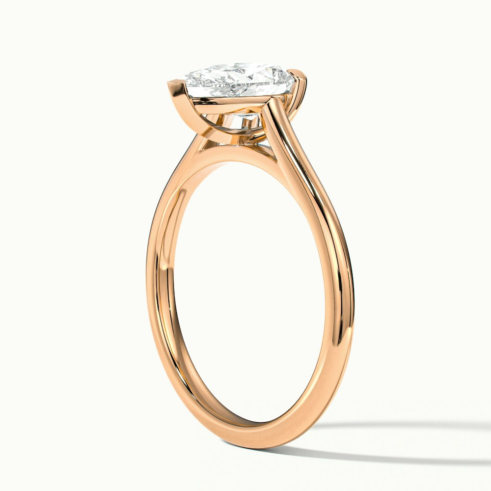 Avi 2.5 Carat Pear Shaped Solitaire Moissanite Diamond Ring in 18k Rose Gold