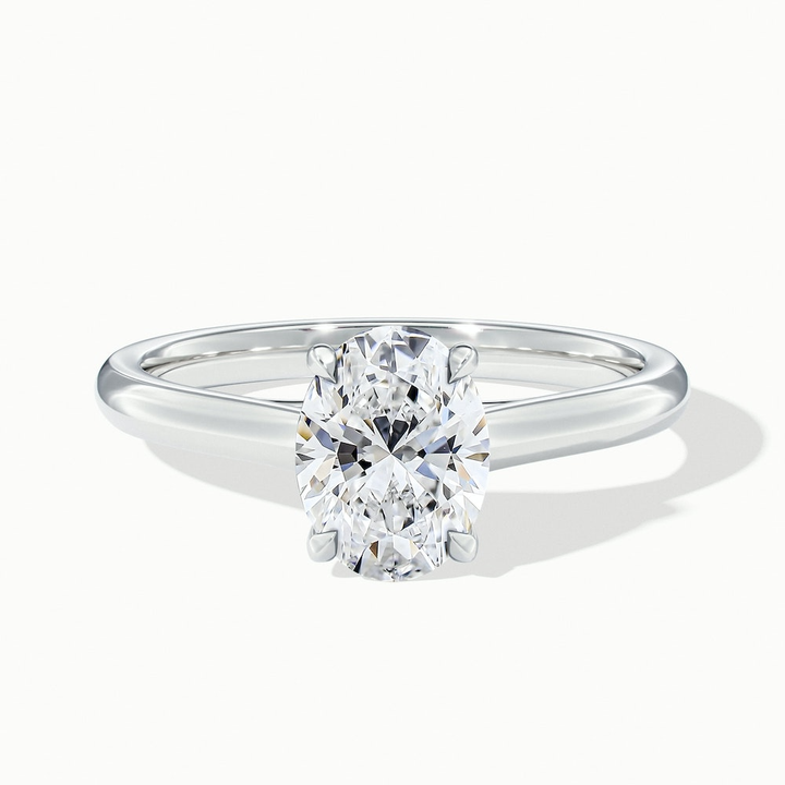 Aria 5 Carat Oval Solitaire Moissanite Diamond Ring in 18k White Gold