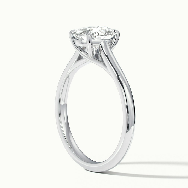 Aria 1 Carat Oval Solitaire Moissanite Diamond Ring in 14k White Gold
