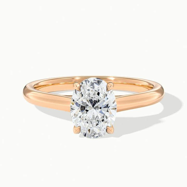 Aria 3 Carat Oval Solitaire Moissanite Diamond Ring in 18k Rose Gold