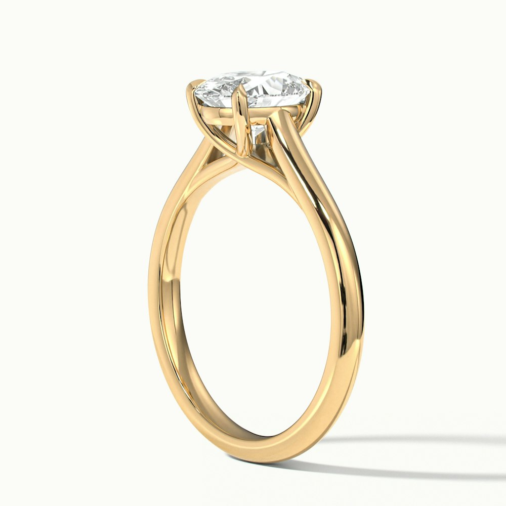 Cindy 1 Carat Oval Solitaire Lab Grown Engagement Ring in 14k Yellow Gold