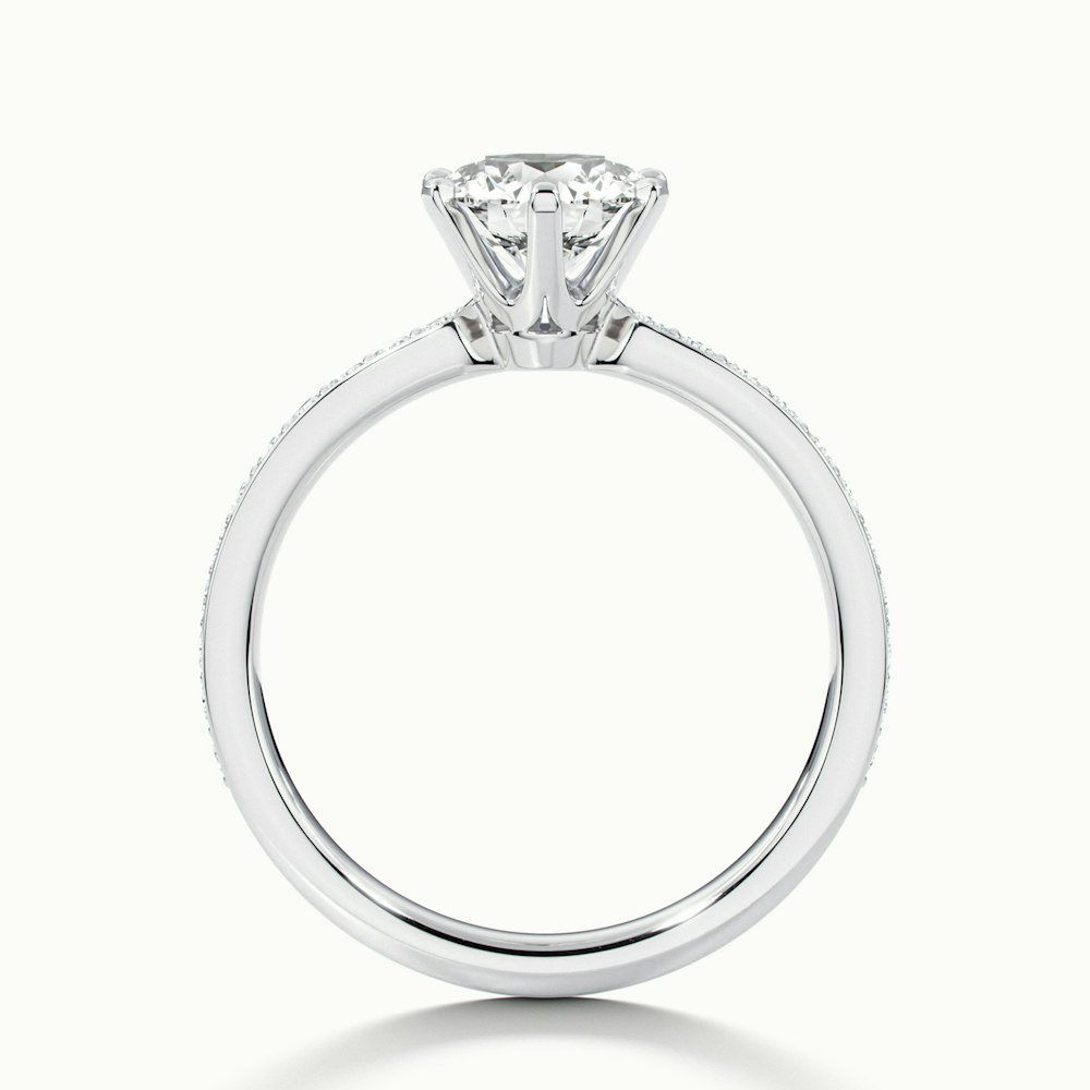 Claudia 2 Carat Round Solitaire Pave Lab Grown Diamond Ring in 14k White Gold