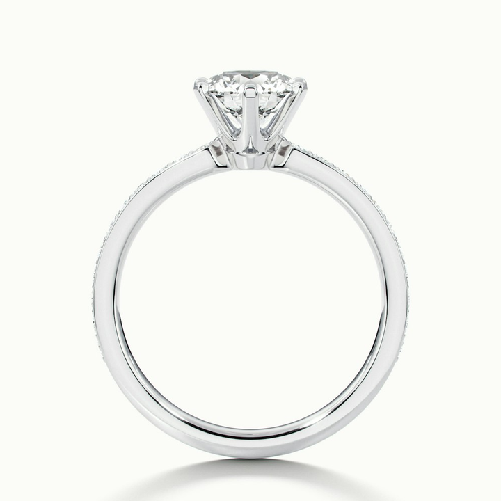 Eden 3 Carat Round Solitaire Pave Moissanite Engagement Ring in 10k White Gold