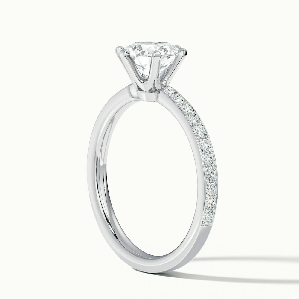 Claudia 1 Carat Round Solitaire Pave Lab Grown Diamond Ring in 10k White Gold