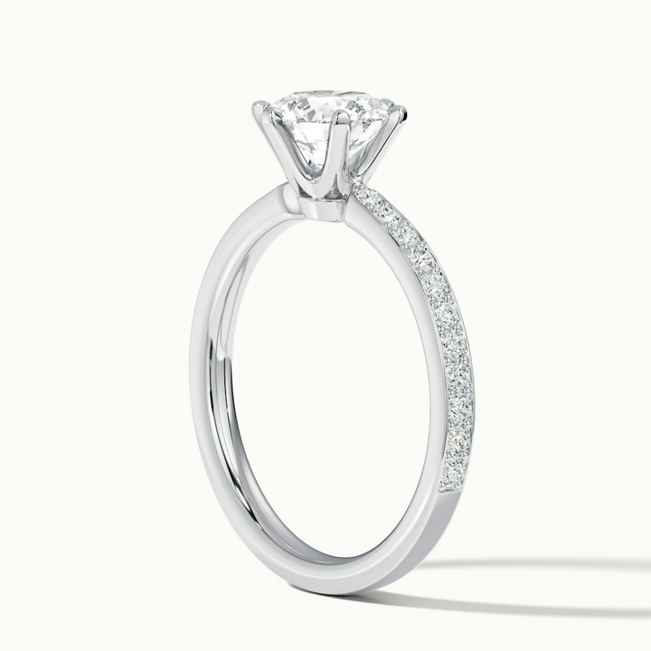 Claudia 4 Carat Round Solitaire Pave Lab Grown Diamond Ring in 10k White Gold