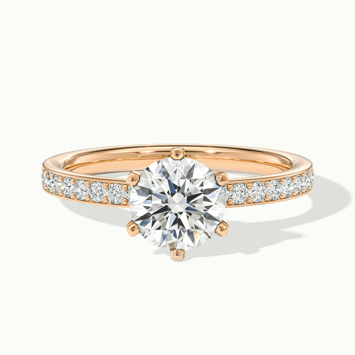 Eden 1 Carat Round Solitaire Pave Moissanite Engagement Ring in 10k Rose Gold