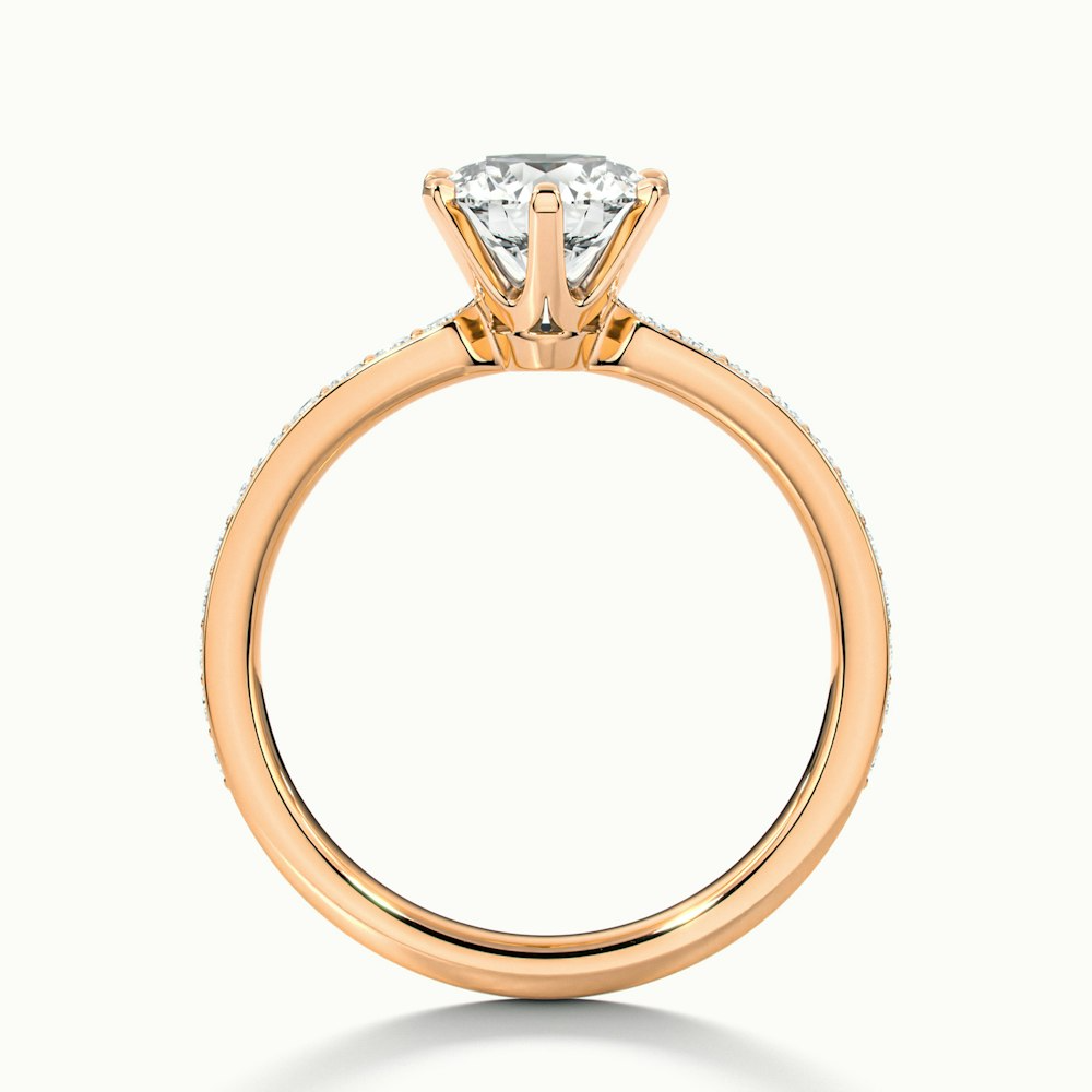 Claudia 2 Carat Round Solitaire Pave Lab Grown Diamond Ring in 10k Rose Gold