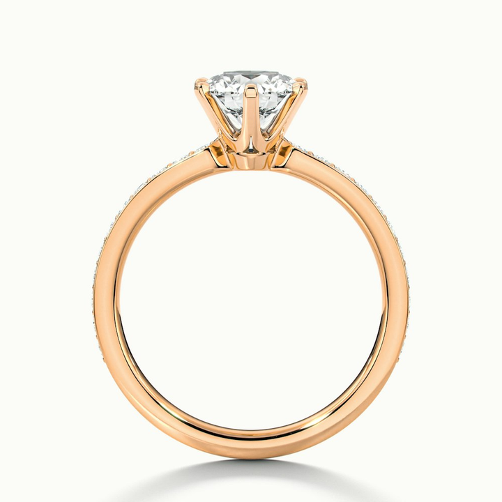 Eden 3 Carat Round Solitaire Pave Moissanite Engagement Ring in 10k Rose Gold