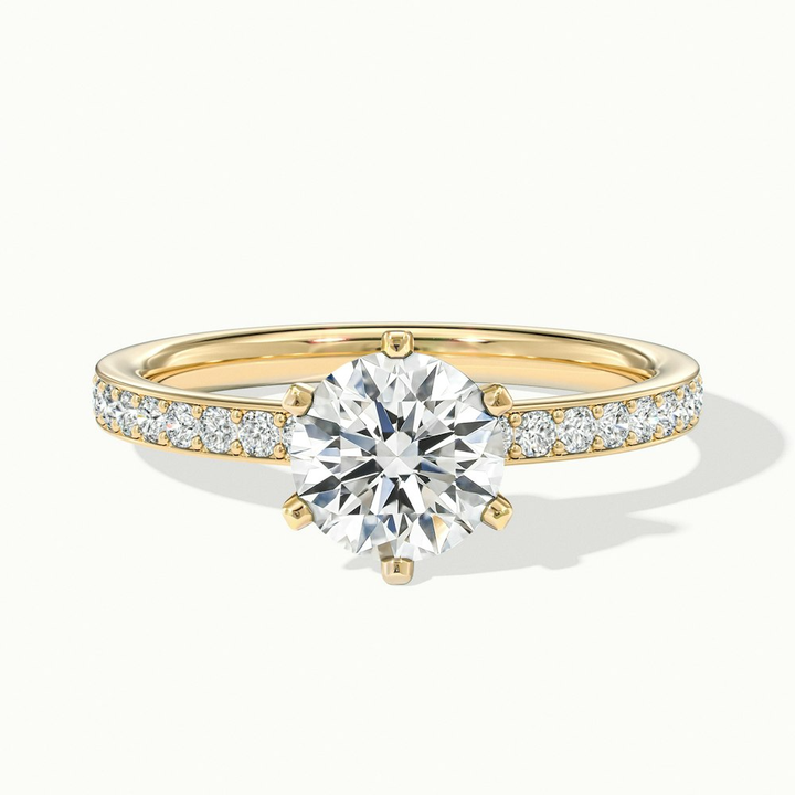 Eden 3 Carat Round Solitaire Pave Moissanite Engagement Ring in 10k Yellow Gold