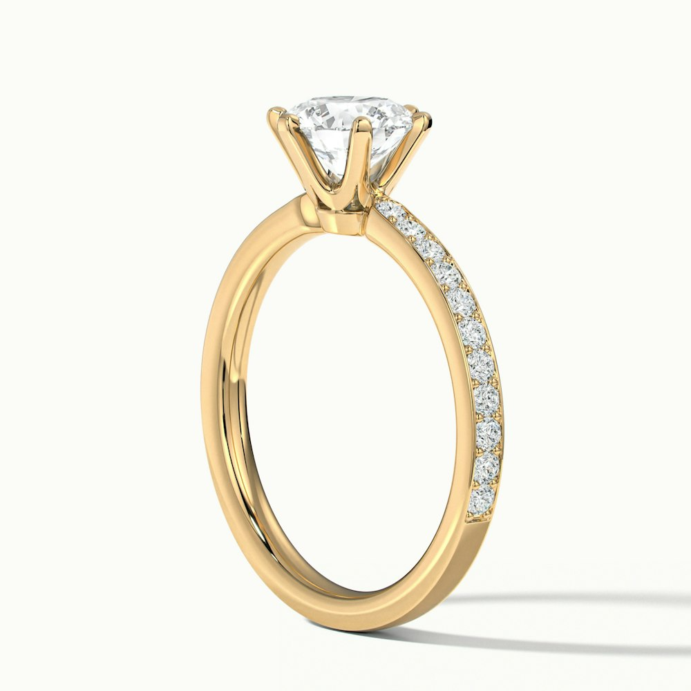 Claudia 2 Carat Round Solitaire Pave Lab Grown Diamond Ring in 10k Yellow Gold