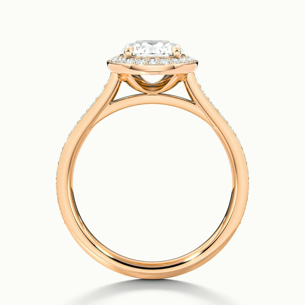 Dallas 3 Carat Round Halo Pave Lab Grown Diamond Ring in 10k Rose Gold