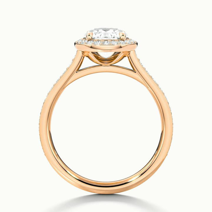 Jessy 4 Carat Round Halo Pave Moissanite Engagement Ring in 14k Rose Gold