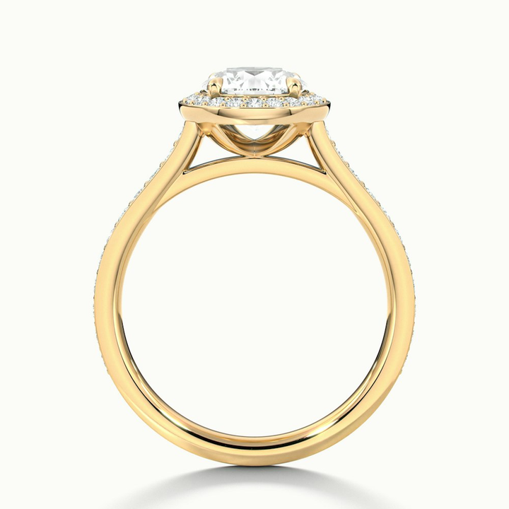 Dallas 3 Carat Round Halo Pave Lab Grown Diamond Ring in 10k Yellow Gold