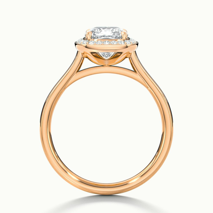 Jeri 5 Carat Cushion Cut Halo Moissanite Engagement Ring in 18k Rose Gold