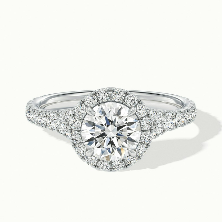 Erin 3 Carat Round Halo Scallop Moissanite Engagement Ring in 10k White Gold