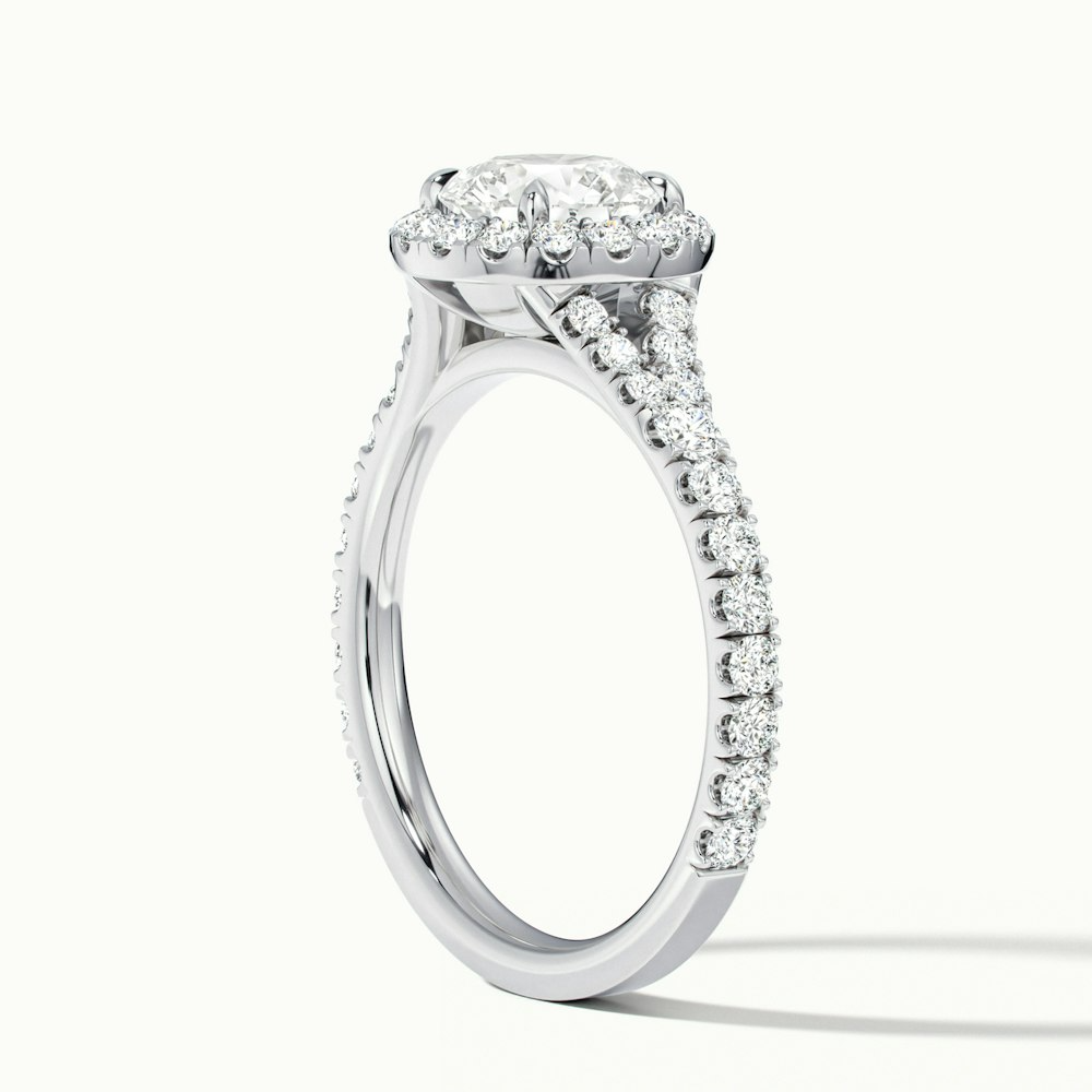 Emily 2 Carat Round Halo Scallop Lab Grown Diamond Ring in 14k White Gold
