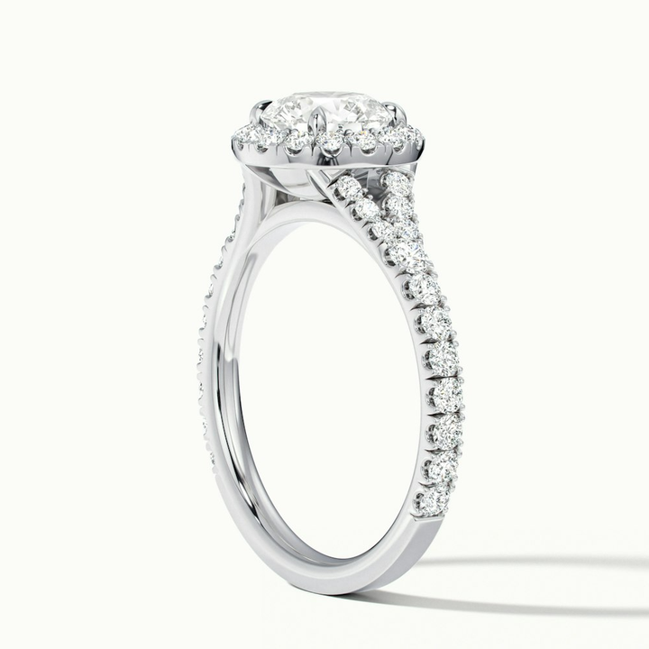 Erin 1 Carat Round Halo Scallop Moissanite Engagement Ring in 10k White Gold