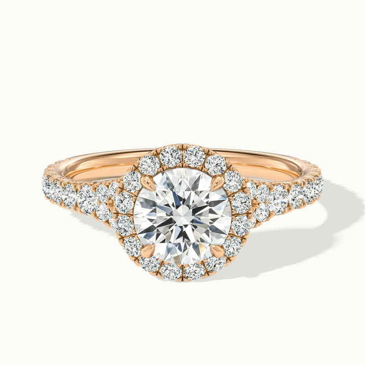 Emily 3 Carat Round Halo Scallop Lab Grown Diamond Ring in 10k Rose Gold
