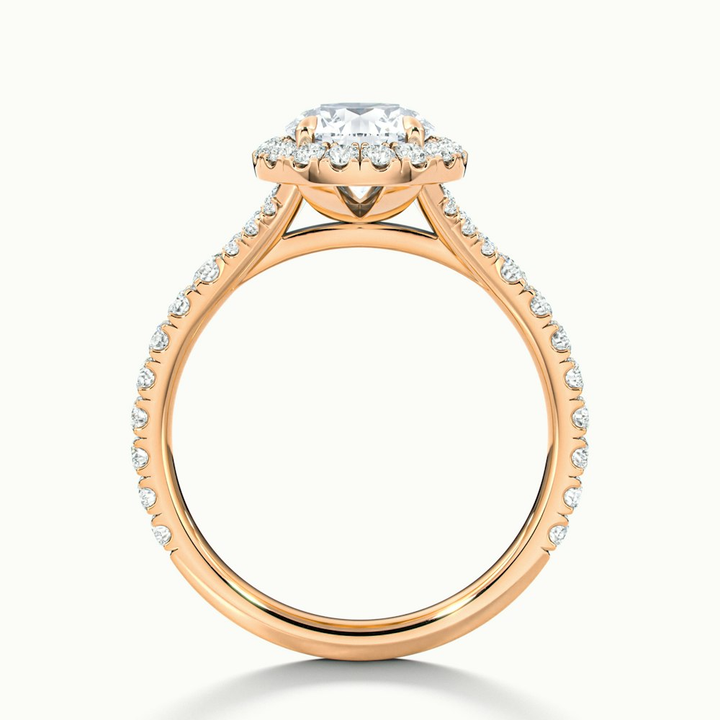 Emily 5 Carat Round Halo Scallop Lab Grown Diamond Ring in 18k Rose Gold