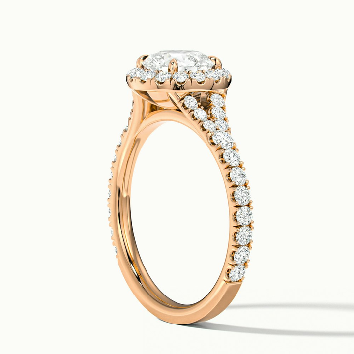 Erin 3.5 Carat Round Halo Scallop Moissanite Engagement Ring in 10k Rose Gold