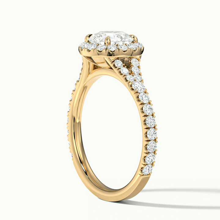 Emily 2.5 Carat Round Halo Scallop Lab Grown Diamond Ring in 10k Yellow Gold