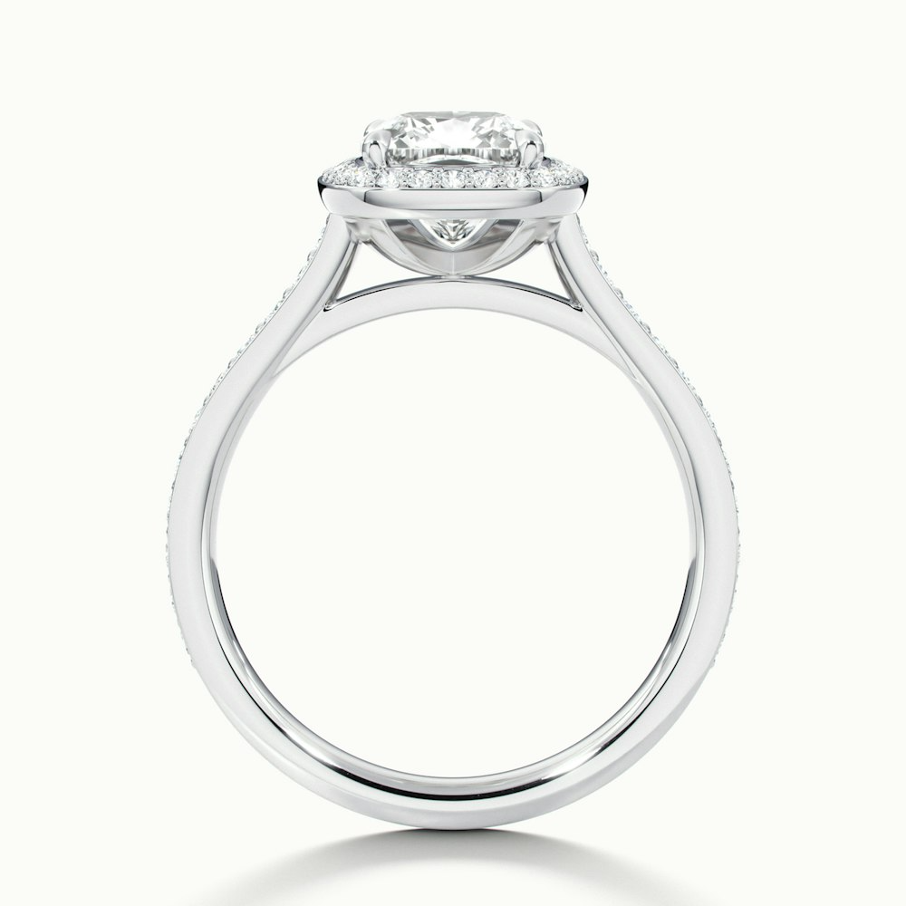 Fiona 2 Carat Cushion Cut Halo Pave Lab Grown Diamond Ring in 14k White Gold