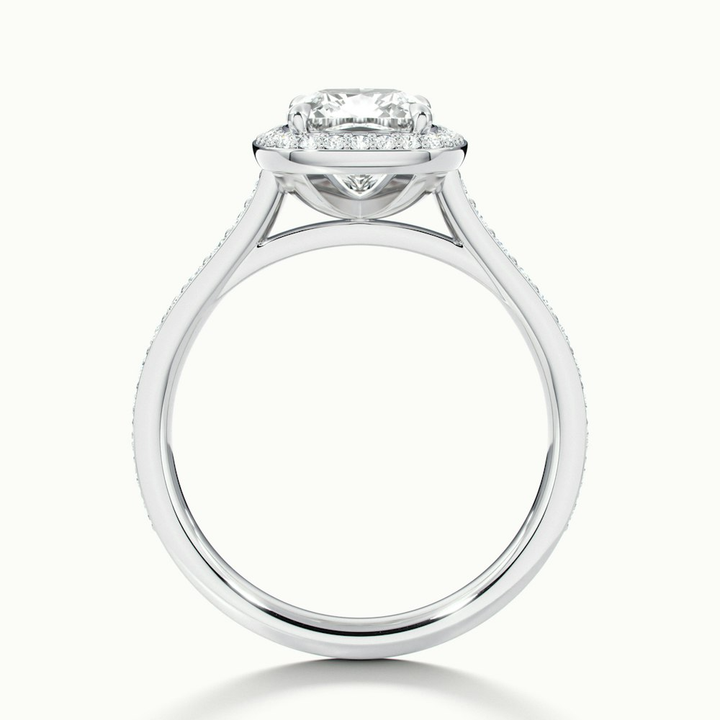 Kelly 3 Carat Cushion Cut Halo Pave Moissanite Engagement Ring in 10k White Gold
