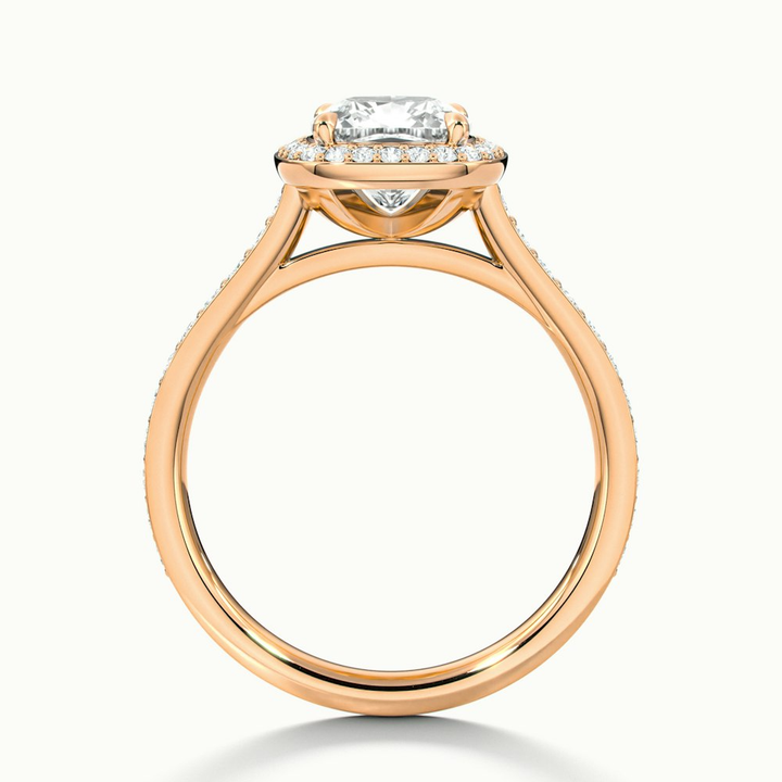 Fiona 3 Carat Cushion Cut Halo Pave Lab Grown Diamond Ring in 10k Rose Gold