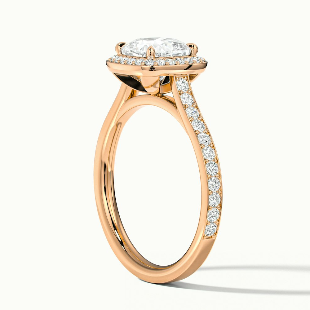 Kelly 1 Carat Cushion Cut Halo Pave Moissanite Engagement Ring in 10k Rose Gold