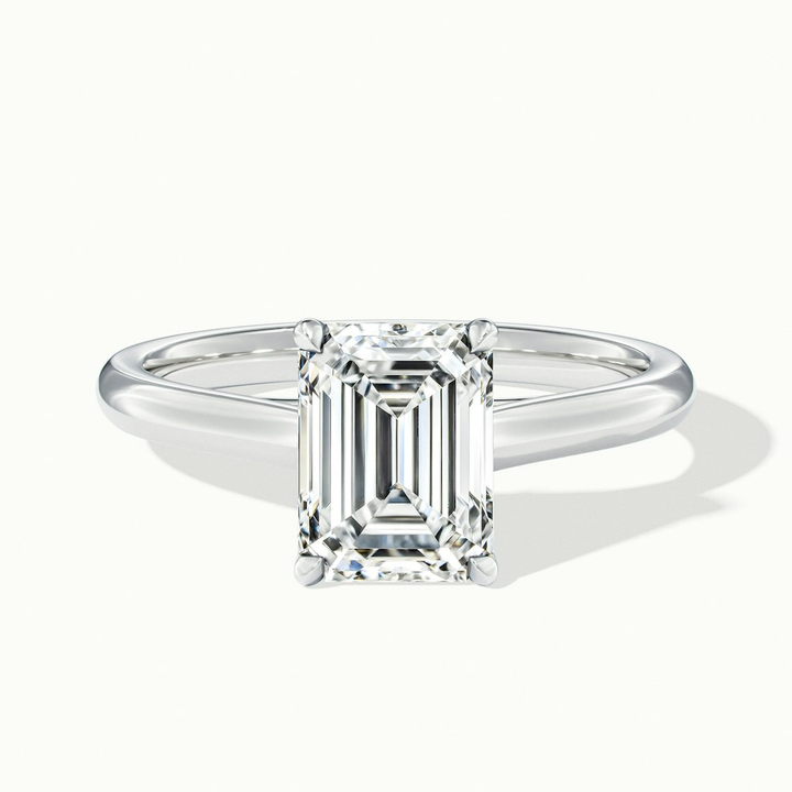 Hana 2 Carat Emerald Cut Solitaire Lab Grown Diamond Ring in 14k White Gold