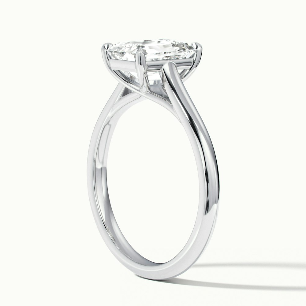 Hana 2 Carat Emerald Cut Solitaire Lab Grown Diamond Ring in 14k White Gold