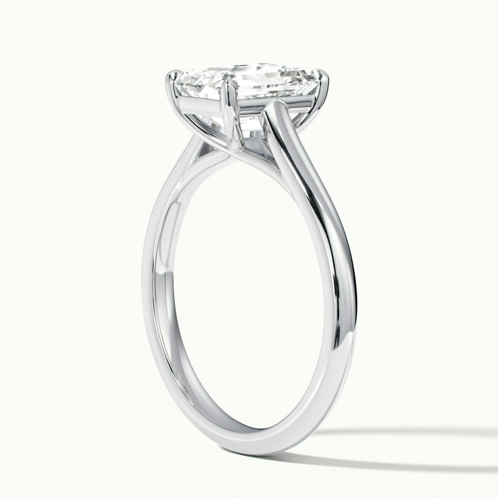 Ira 5 Carat Emerald Cut Solitaire Moissanite Engagement Ring in 18k White Gold