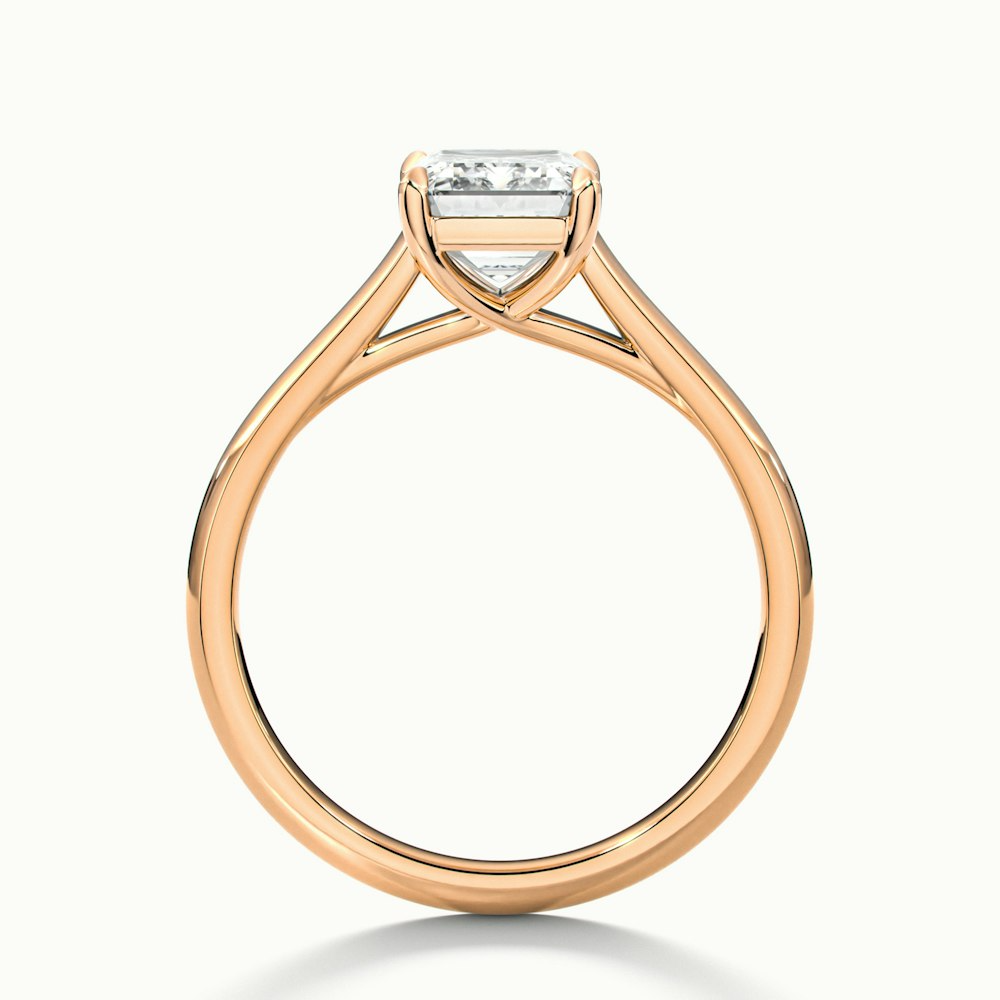 Hana 3 Carat Emerald Cut Solitaire Lab Grown Diamond Ring in 10k Rose Gold