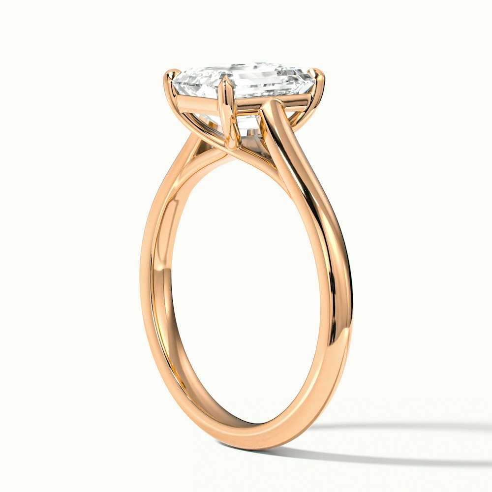 Ira 5 Carat Emerald Cut Solitaire Moissanite Engagement Ring in 18k Rose Gold