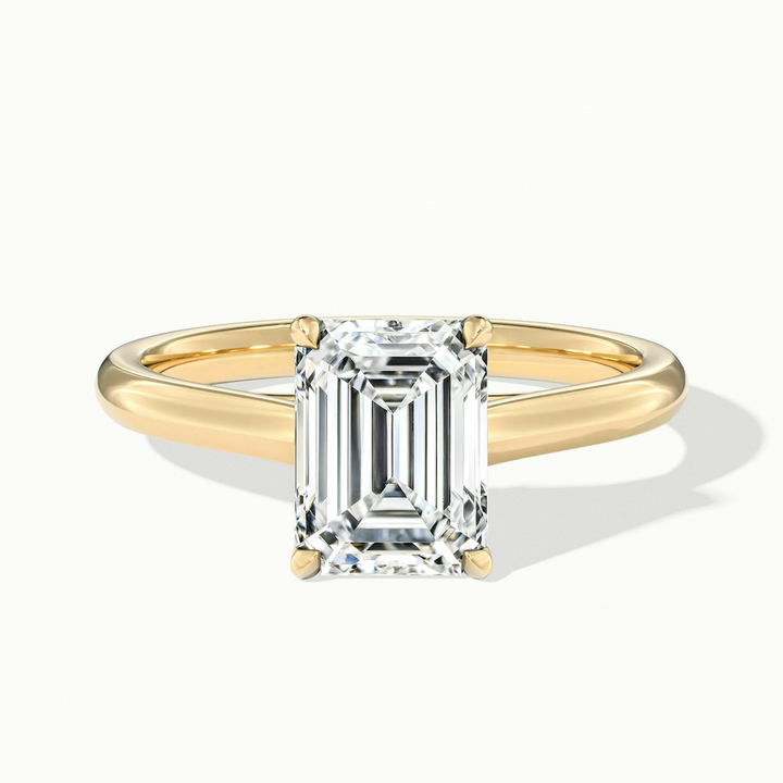 Ira 5 Carat Emerald Cut Solitaire Moissanite Engagement Ring in 10k Yellow Gold