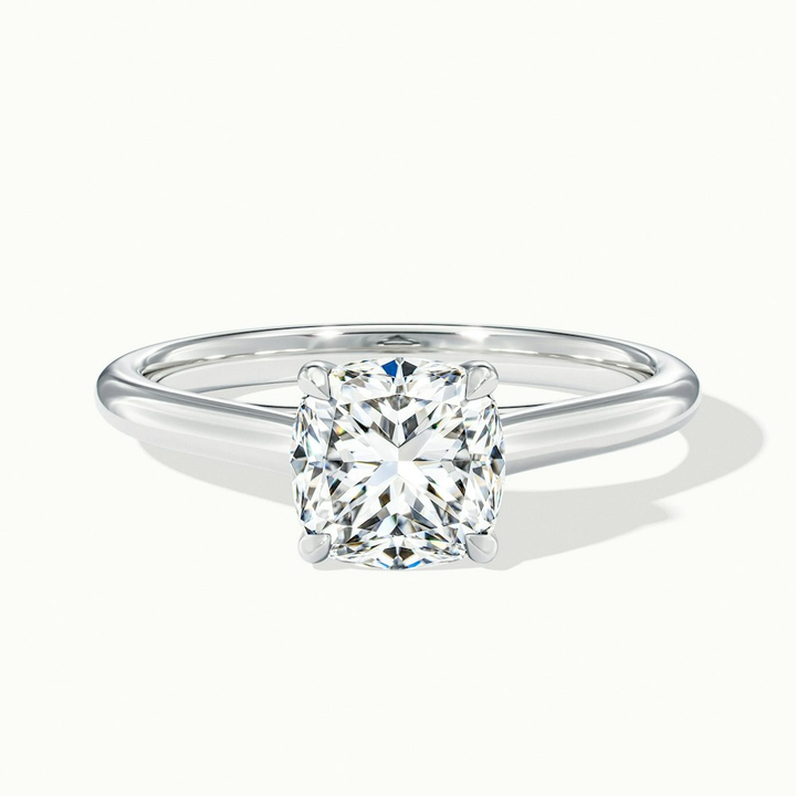 Joy 1 Carat Cushion Cut Solitaire Lab Grown Engagement Ring in 14k White Gold