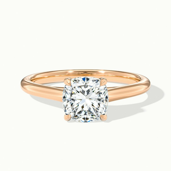 Joy 5 Carat Cushion Cut Solitaire Lab Grown Engagement Ring in 18k Rose Gold
