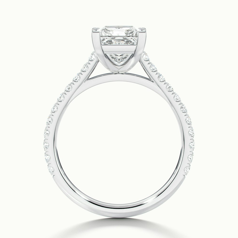 Iva 2 Carat Princess Cut Solitaire Scallop Lab Grown Diamond Ring in 14k White Gold