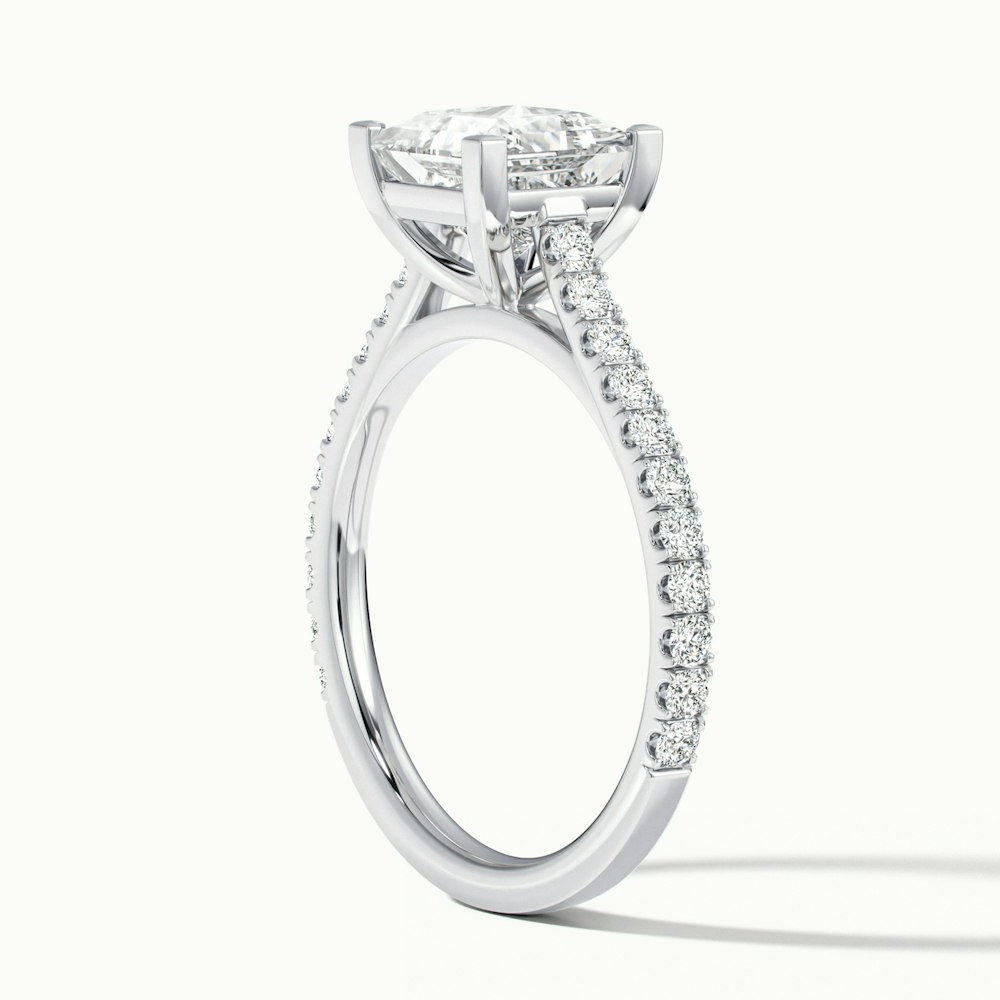 Iva 1.5 Carat Princess Cut Solitaire Scallop Lab Grown Diamond Ring in 18k White Gold