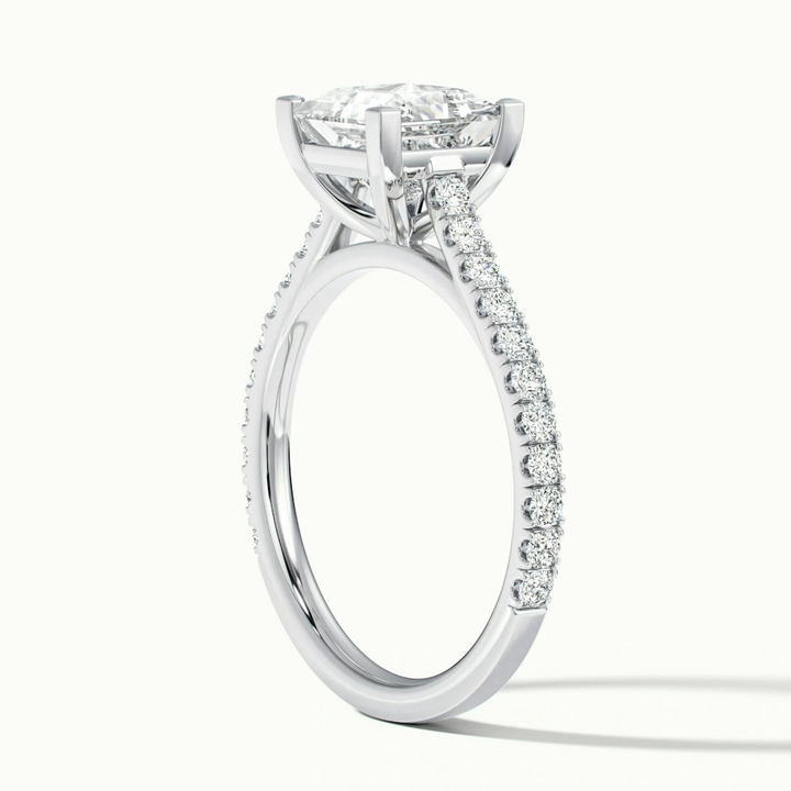 Iva 1 Carat Princess Cut Solitaire Scallop Lab Grown Diamond Ring in 10k White Gold