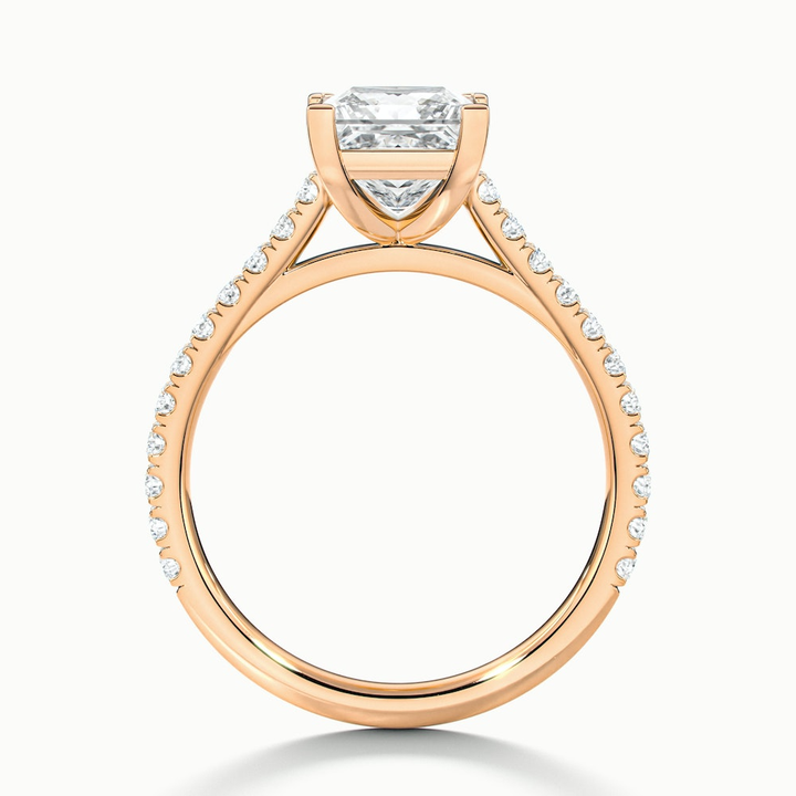 Iva 1 Carat Princess Cut Solitaire Scallop Lab Grown Diamond Ring in 18k Rose Gold