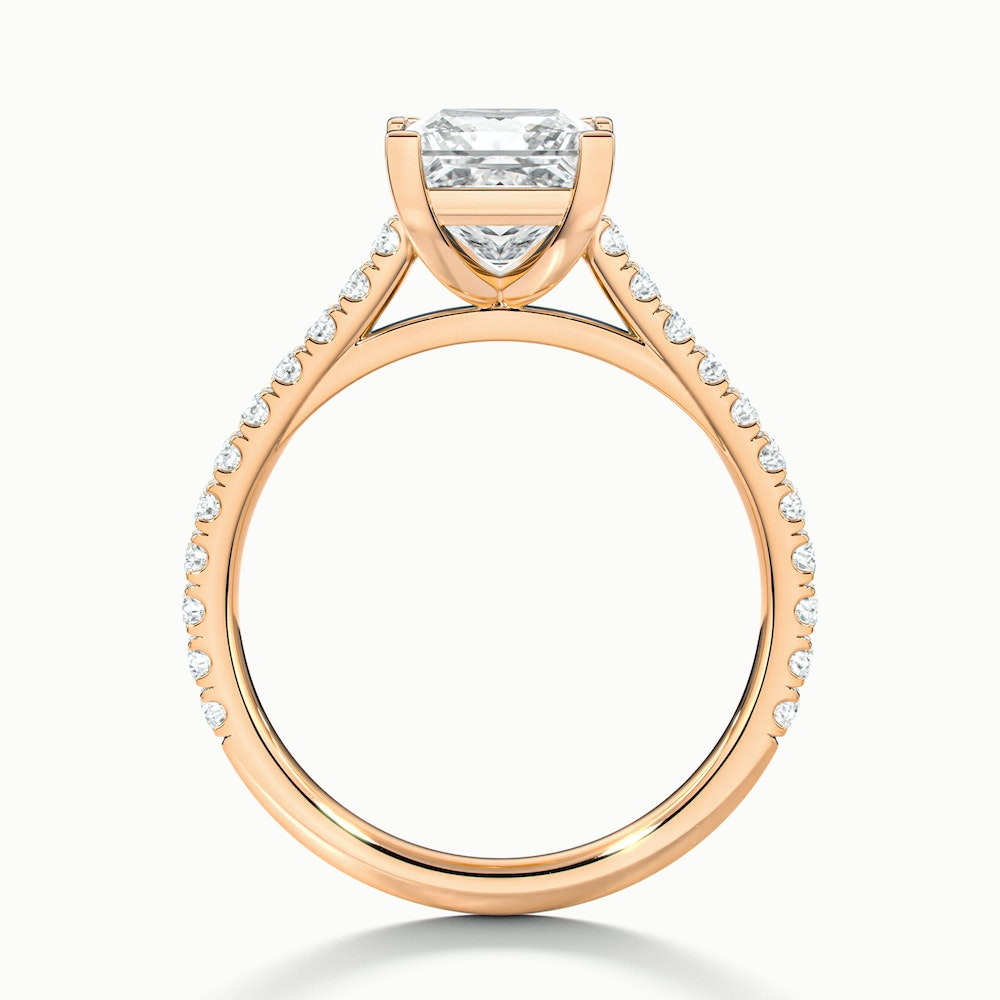 Helyn 3 Carat Princess Cut Solitaire Scallop Moissanite Engagement Ring in 18k Rose Gold