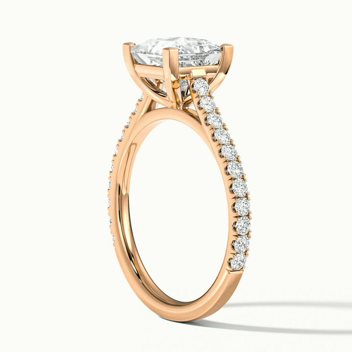Helyn 3 Carat Princess Cut Solitaire Scallop Moissanite Engagement Ring in 10k Rose Gold