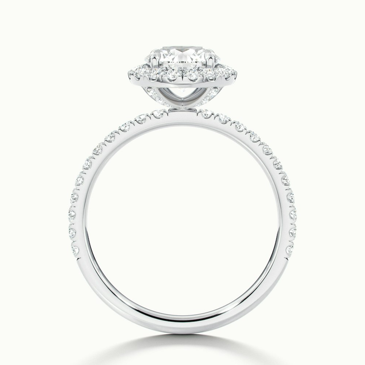 Hailey 3 Carat Round Cut Halo Moissanite Engagement Ring in 10k White Gold