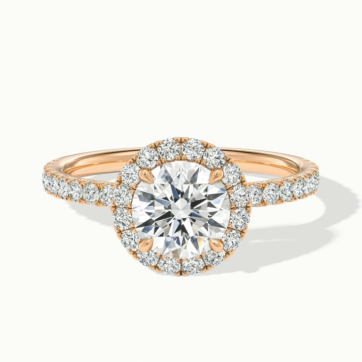 Hailey 5 Carat Round Cut Halo Moissanite Engagement Ring in 18k Rose Gold
