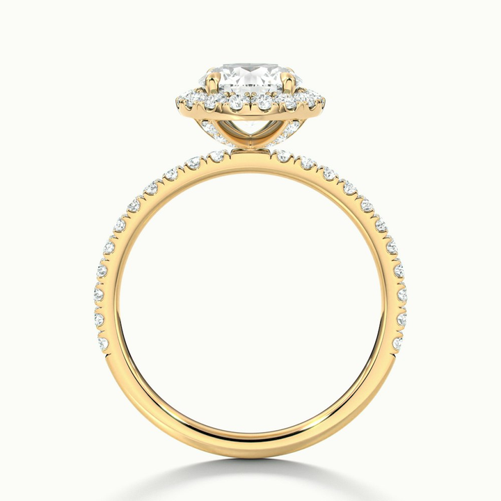 Hailey 2 Carat Round Cut Halo Moissanite Engagement Ring in 14k Yellow Gold