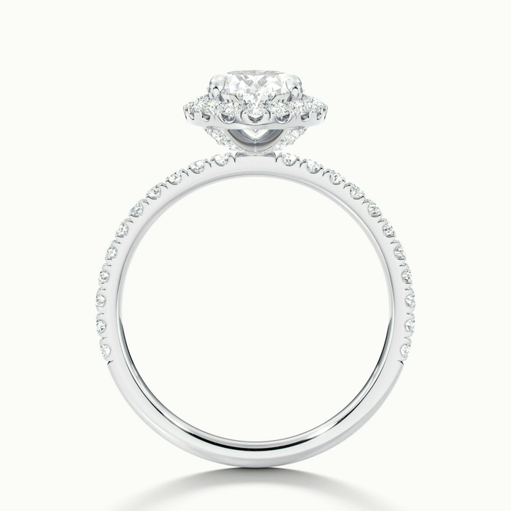 Jany 1 Carat Oval Halo Pave Lab Grown Diamond Ring in 14k White Gold