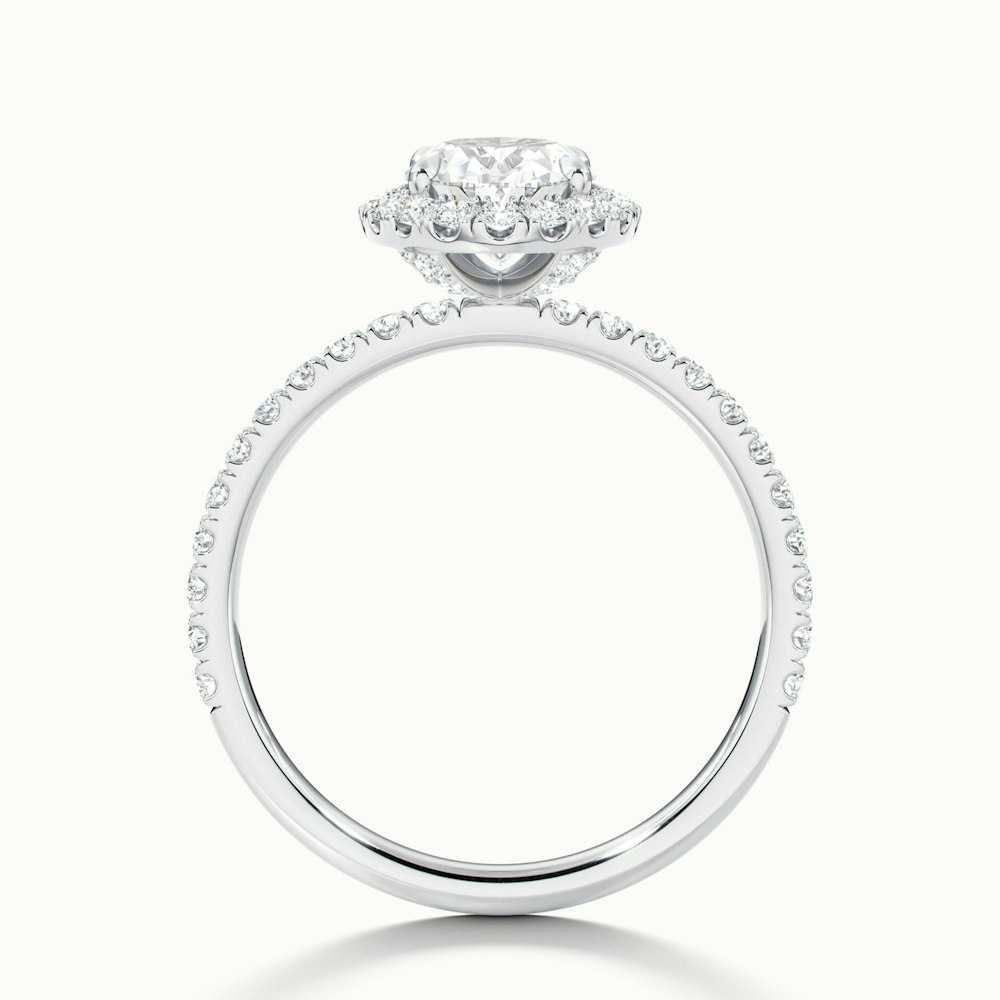 Grace 5 Carat Oval Halo Pave Moissanite Engagement Ring in 18k White Gold