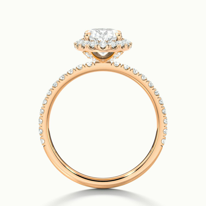 Grace 3 Carat Oval Halo Pave Moissanite Engagement Ring in 10k Rose Gold