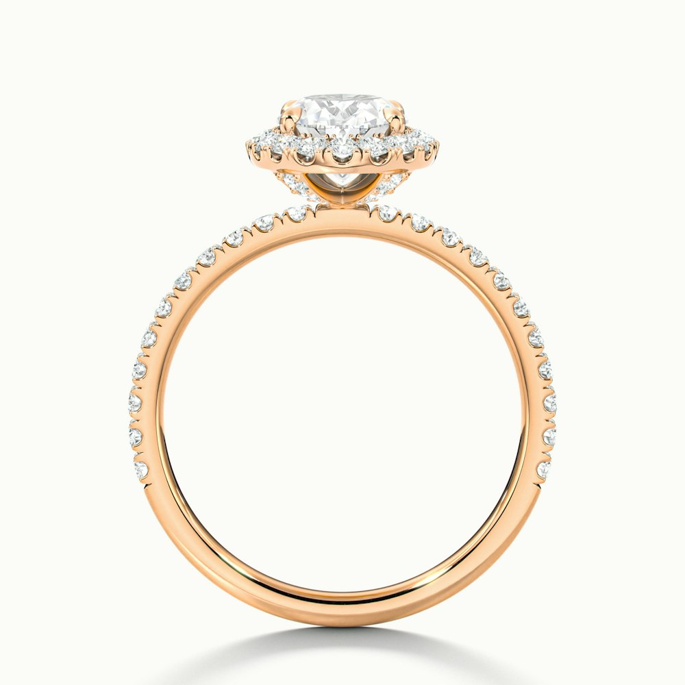 Jany 2 Carat Oval Halo Pave Lab Grown Diamond Ring in 14k Rose Gold